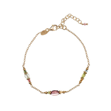 Bracciale catena Alisia in argento dorato con tormaline Regolabile 15,5-18,5 cm