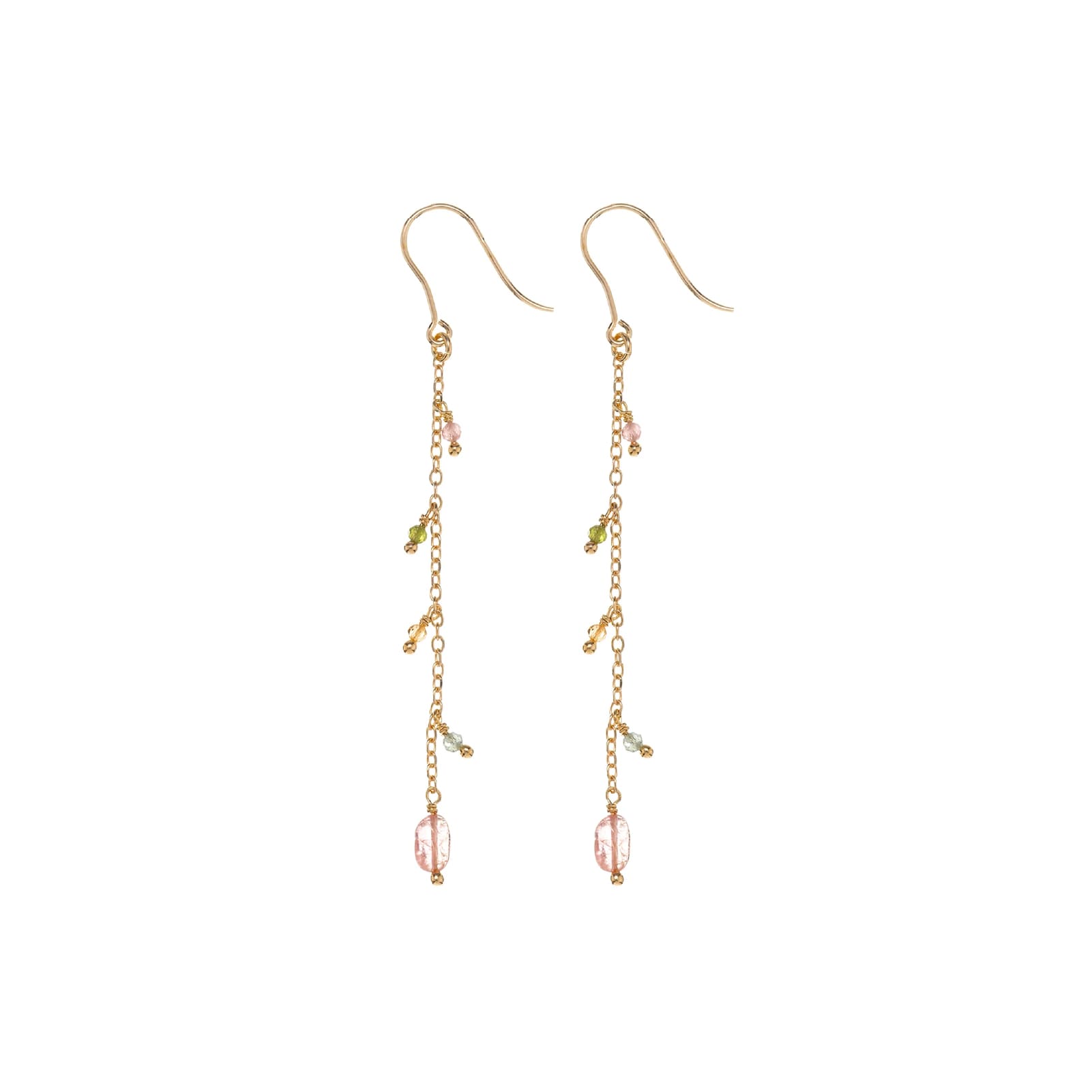 Orecchini Alisia in argento dorato catena con tormaline MISURA UNICA