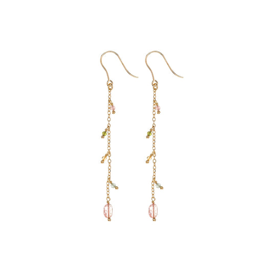 Orecchini Alisia in argento dorato catena con tormaline MISURA UNICA