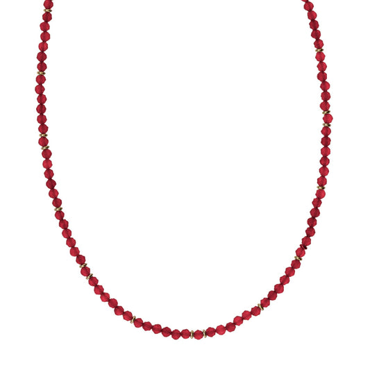 Collana Alisia in argento dorato con granato e rondelle MISURA UNICA