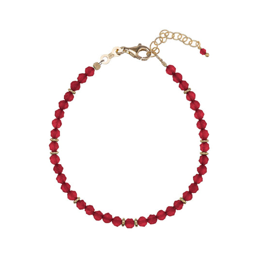 Bracciale Alisia in argento dorato con granato e rondelle Regolabile 15,5-18,5 cm