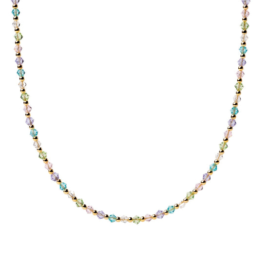 Collana girocollo Alisia in argento dorato cristalli multicolor MISURA UNICA
