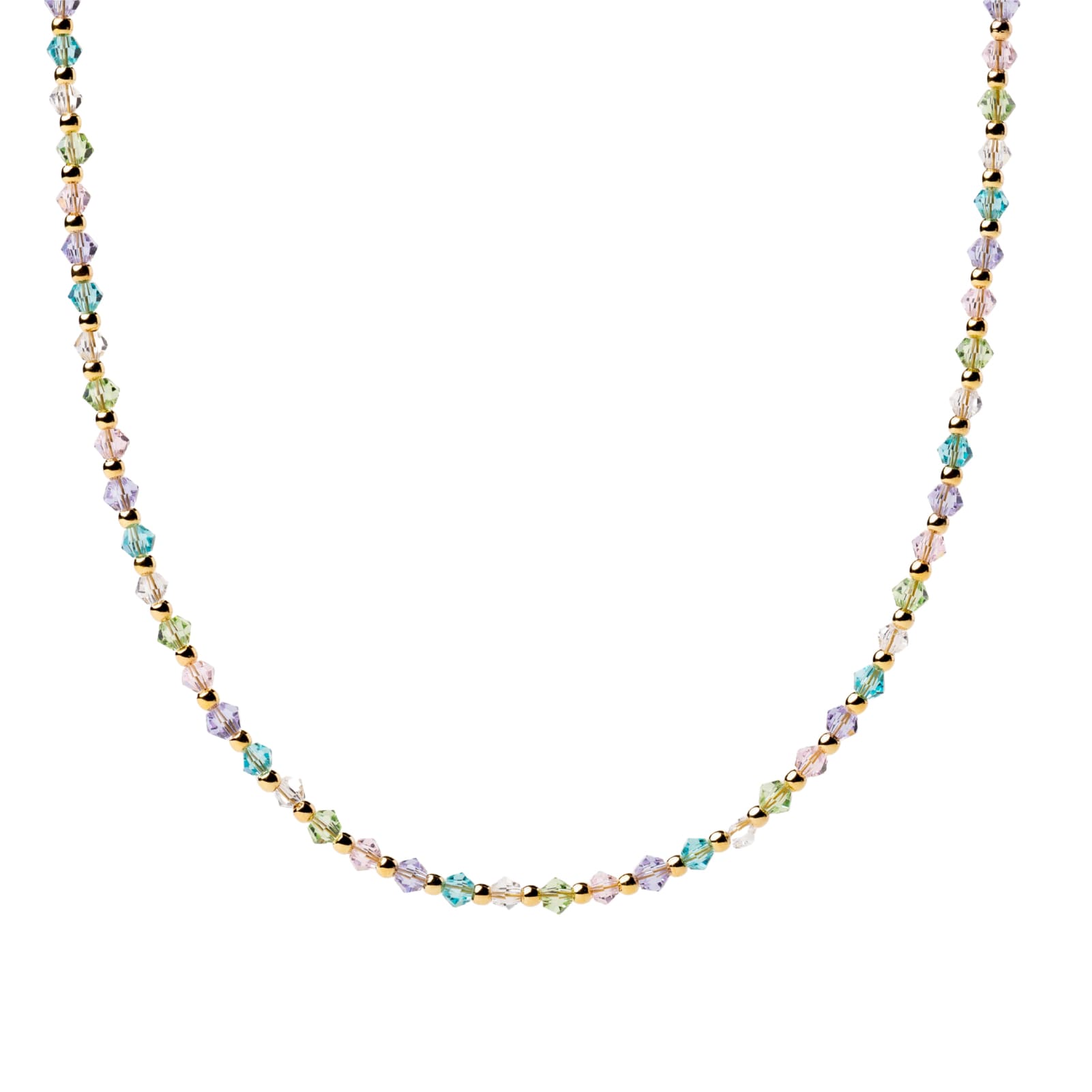 Collana girocollo Alisia in argento dorato cristalli multicolor MISURA UNICA