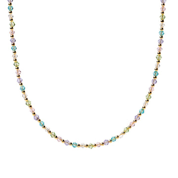 Collana girocollo Alisia in argento dorato cristalli multicolor MISURA UNICA