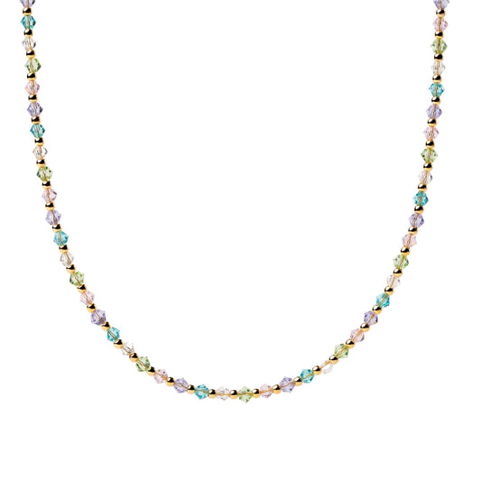 Collana girocollo Alisia in argento dorato cristalli multicolor MISURA UNICA