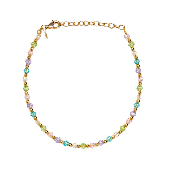 Bracciale catena Alisia in argento dorato cristalli multicolor 18,5 cm