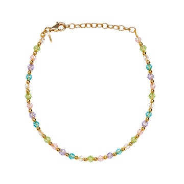 Bracciale catena Alisia in argento dorato cristalli multicolor 18,5 cm