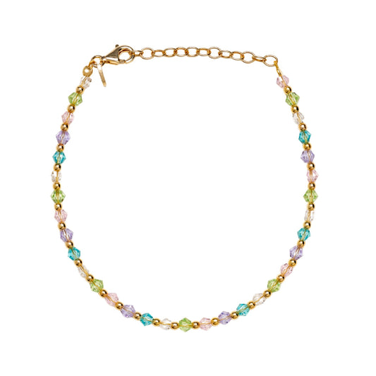Bracciale catena Alisia in argento dorato cristalli multicolor 18,5 cm