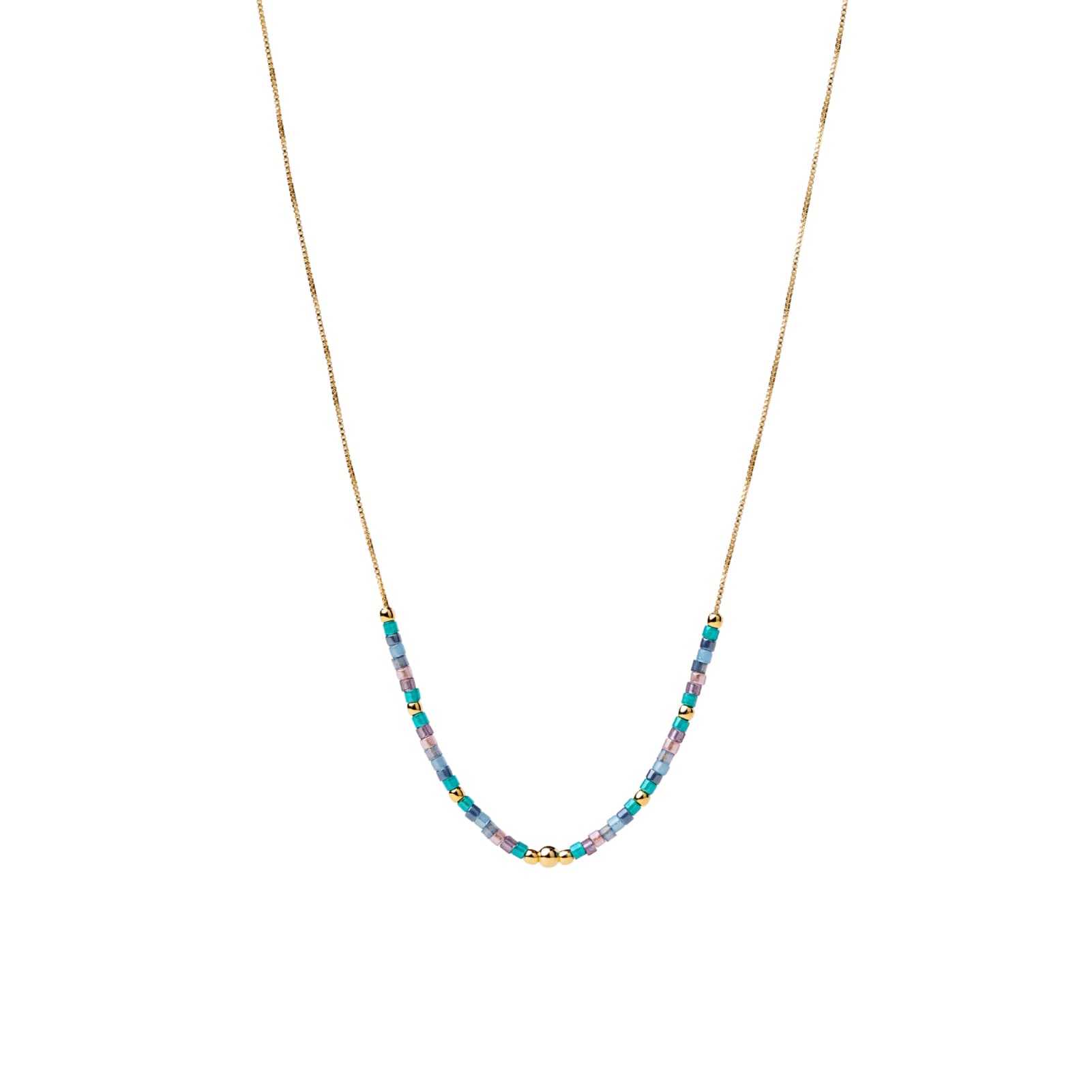 Collana catena Alisia in argento dorato miyuki multicolor MISURA UNICA