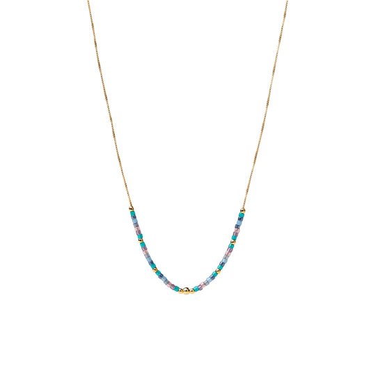 Collana catena Alisia in argento dorato miyuki multicolor MISURA UNICA