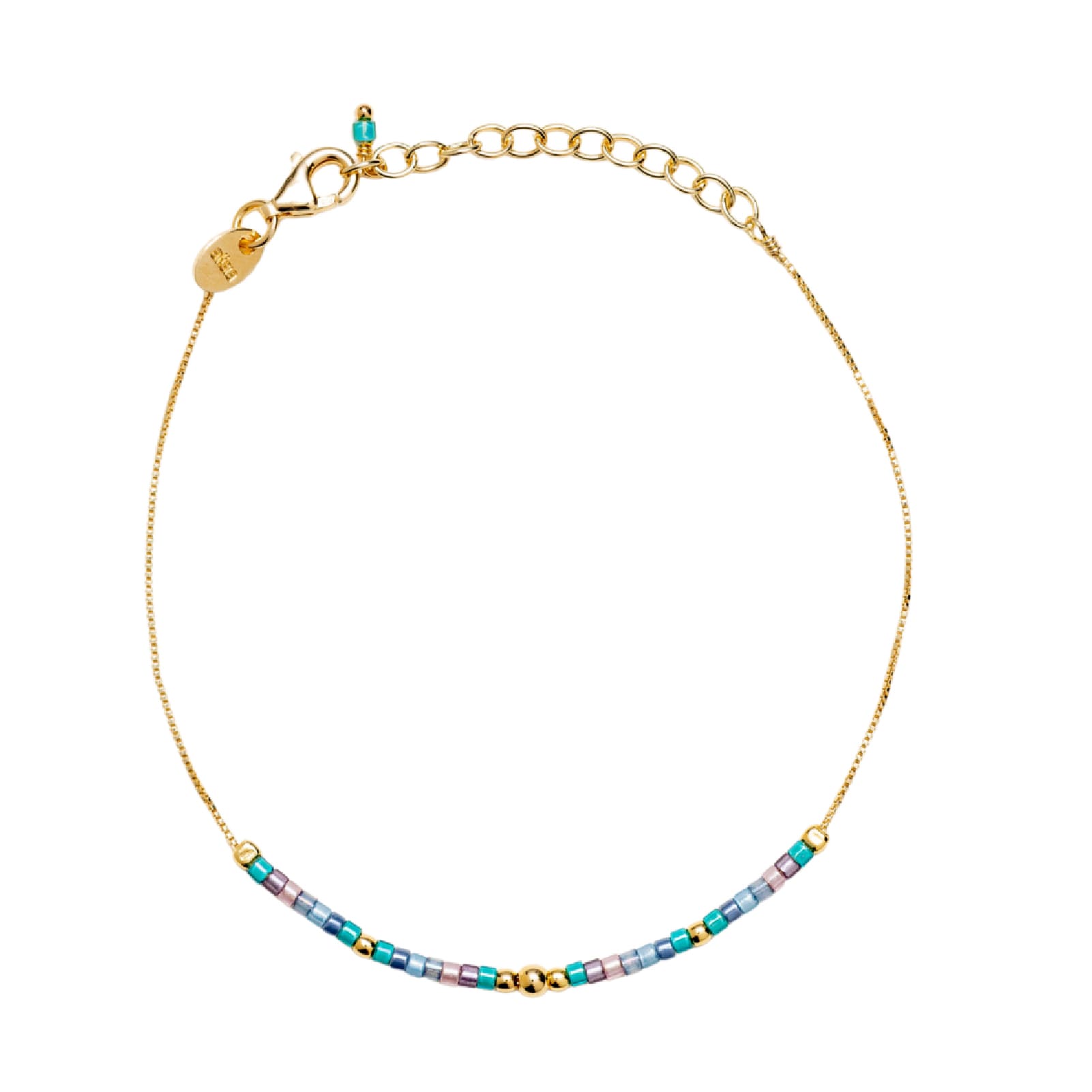 Bracciale catena Alisia in argento dorato miyuki multicolor 18,5 cm