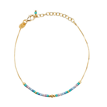 Bracciale catena Alisia in argento dorato miyuki multicolor 18,5 cm