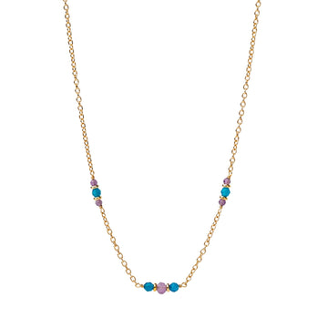 Collana catena Alisia in argento dorato con apatite e ametista MISURA UNICA