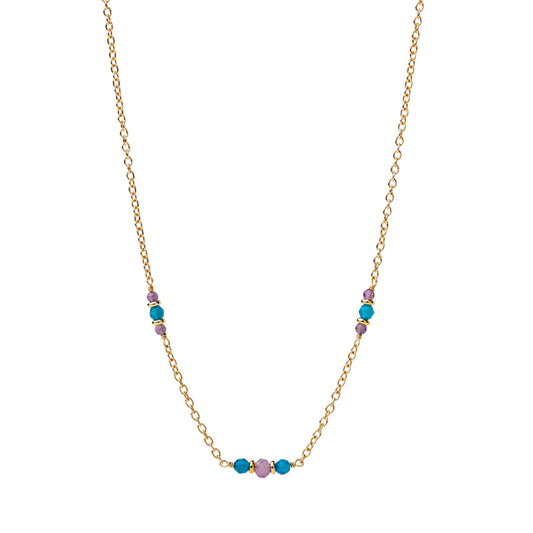 Collana catena Alisia in argento dorato con apatite e ametista MISURA UNICA