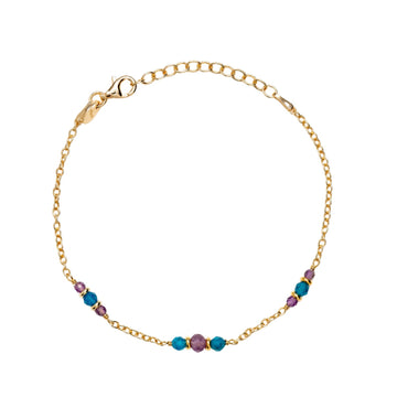 Bracciale catena Alisia in argento dorato apatite e ametista 18,5 cm