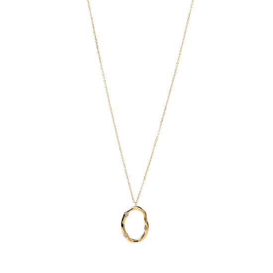 Collana Alisia in argento dorato ovale ondulato con zirconi MISURA UNICA