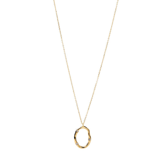 Collana Alisia in argento dorato ovale ondulato con zirconi MISURA UNICA