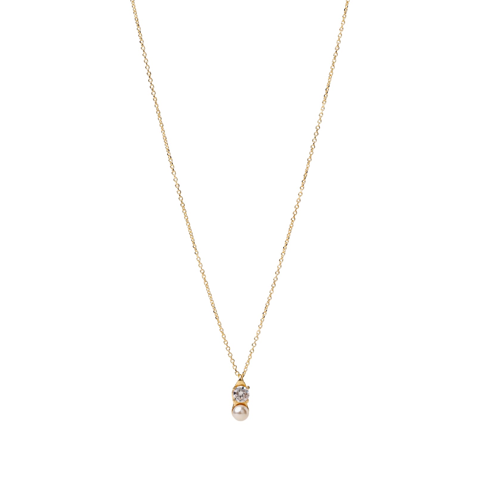 Collana catena Alisia in argento dorato con perla e zircone MISURA UNICA