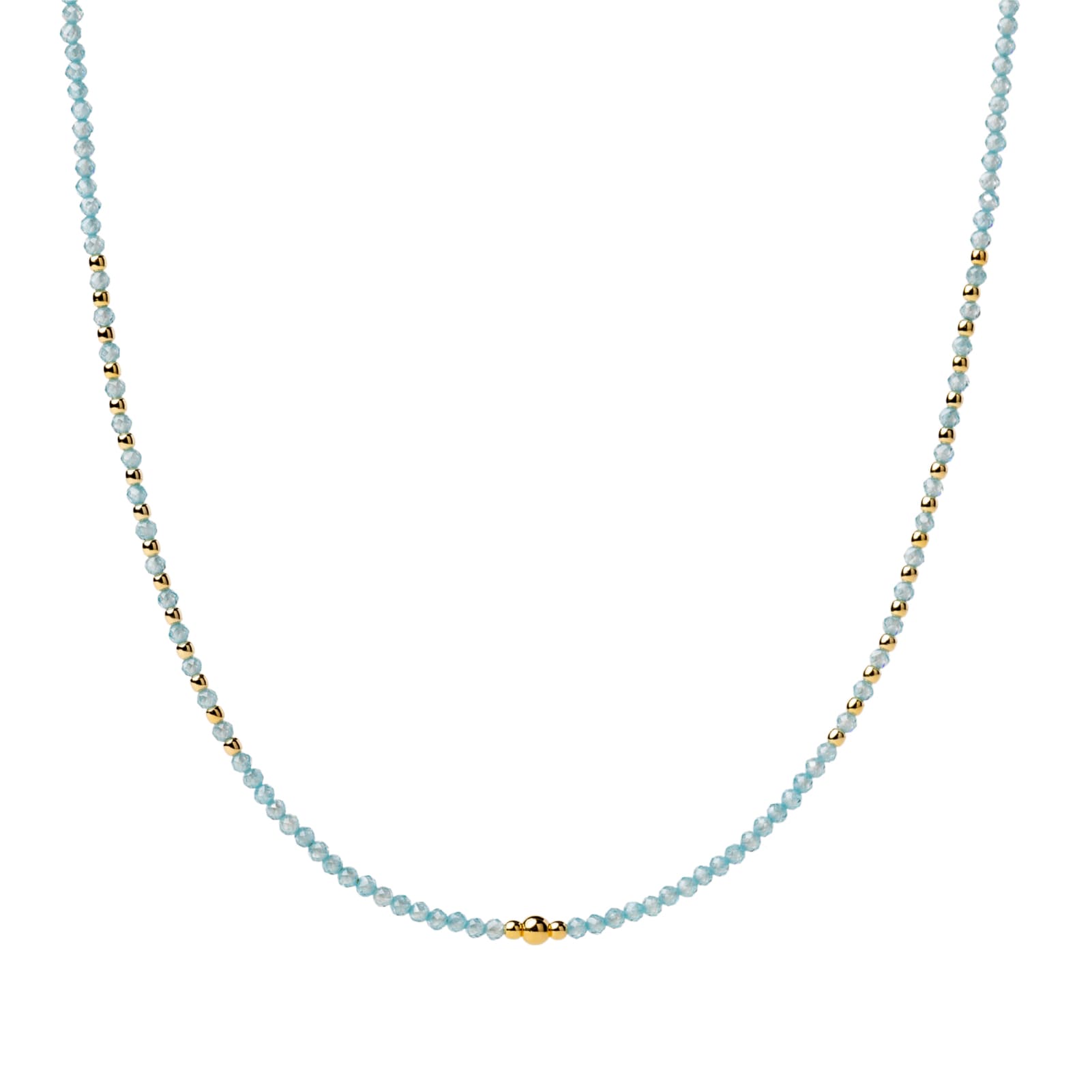 Collana girocollo Alisia in argento dorato con palline azzurre MISURA UNICA