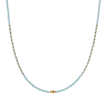 Collana girocollo Alisia in argento dorato con palline azzurre MISURA UNICA