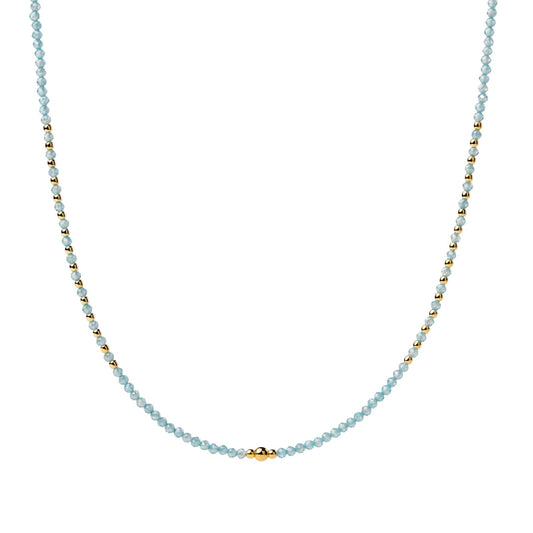 Collana girocollo Alisia in argento dorato con palline azzurre MISURA UNICA