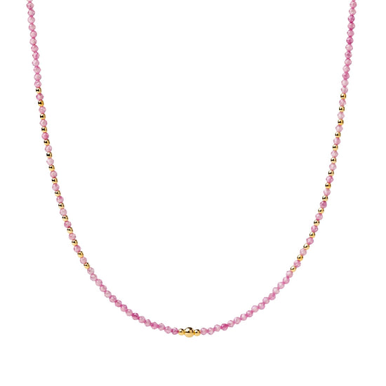 Collana girocollo Alisia in argento dorato con palline rosa MISURA UNICA