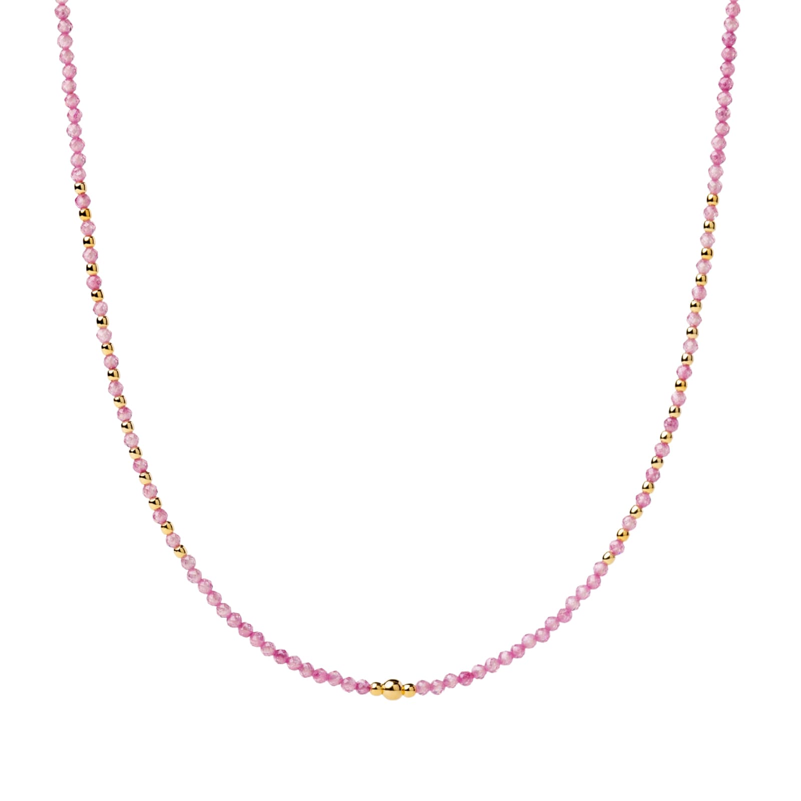 Collana girocollo Alisia in argento dorato con palline rosa MISURA UNICA