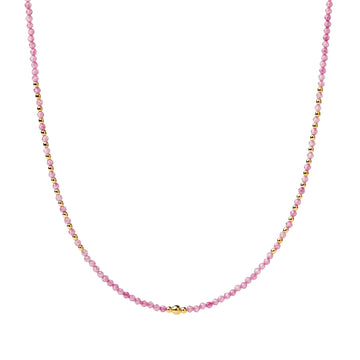Collana girocollo Alisia in argento dorato con palline rosa MISURA UNICA