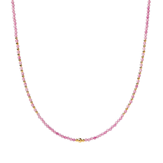 Collana girocollo Alisia in argento dorato con palline rosa MISURA UNICA