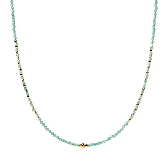 Collana girocollo Alisia in argento dorato con palline verdi MISURA UNICA