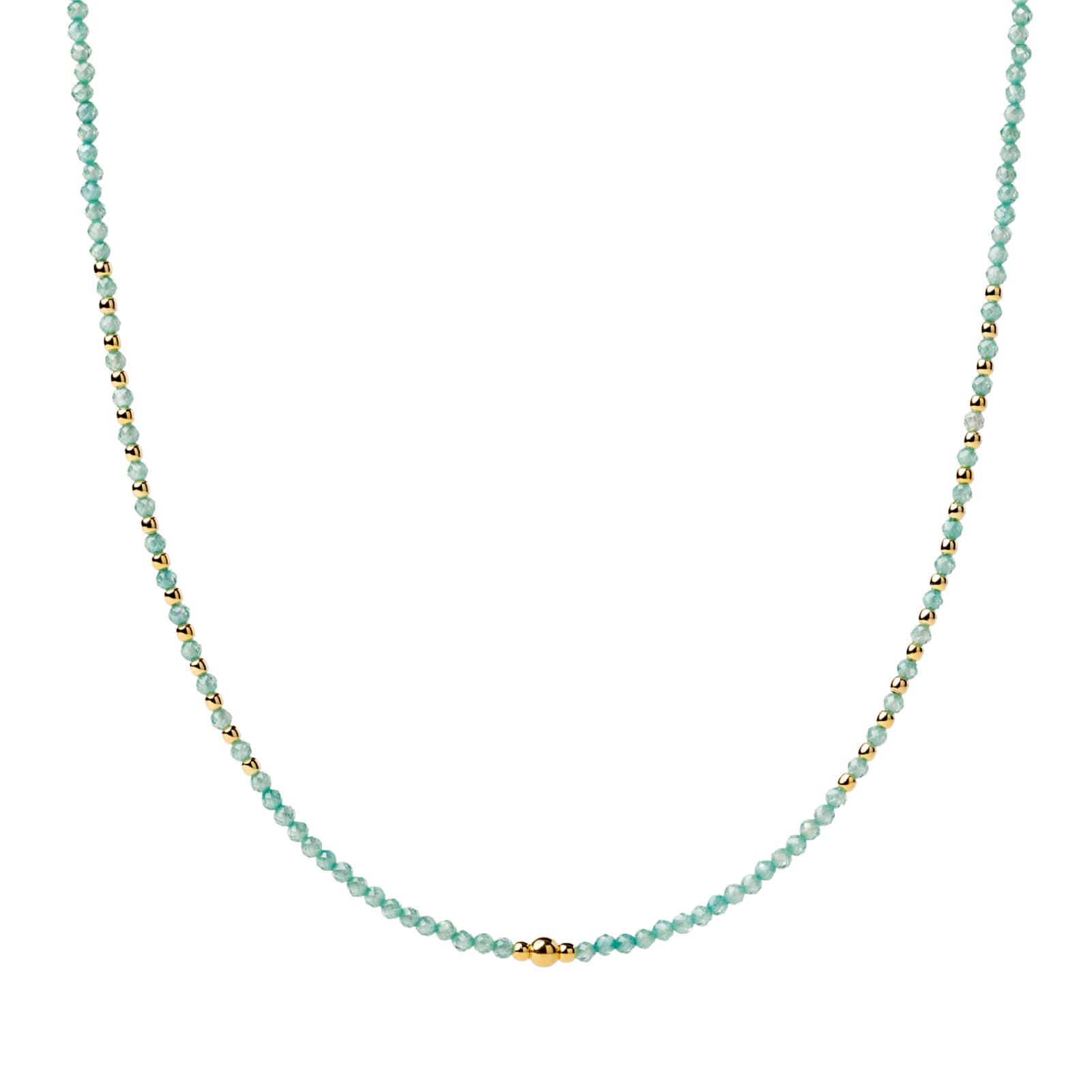 Collana girocollo Alisia in argento dorato con palline verdi MISURA UNICA