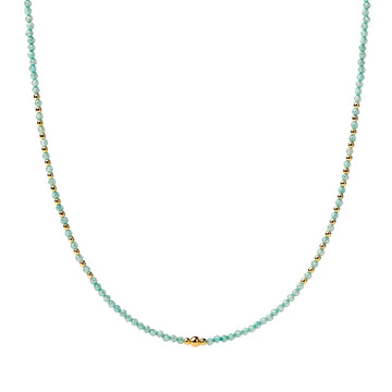 Collana girocollo Alisia in argento dorato con palline verdi MISURA UNICA