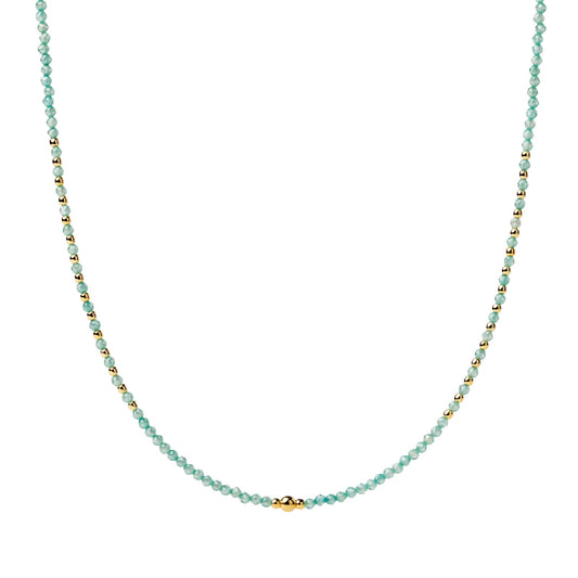 Collana girocollo Alisia in argento dorato con palline verdi MISURA UNICA