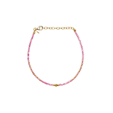 Bracciale catena Alisia in argento dorato con palline rosa 18,5 cm