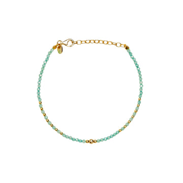 Bracciale catena Alisia in argento dorato con palline verdi 18,5 cm