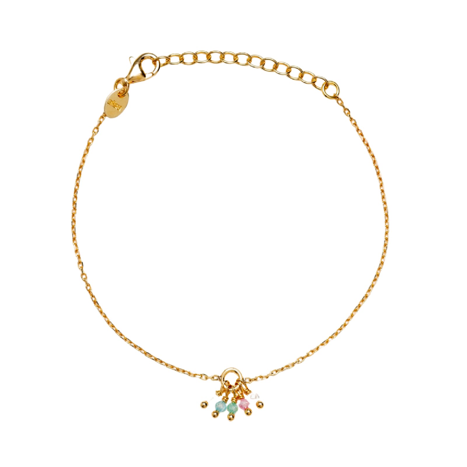 Bracciale Alisia in argento dorato con pendente multicolor 18,5 cm