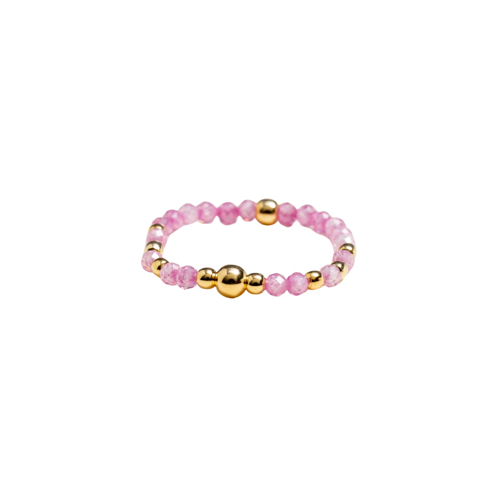 Anello Alisia sfere in argento dorato e zircone rosa 14