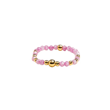 Anello Alisia sfere in argento dorato e zircone rosa 14