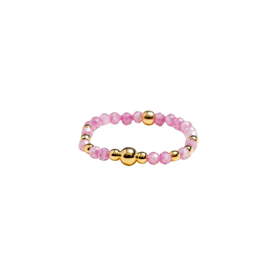 Anello Alisia sfere in argento dorato e zircone rosa 14