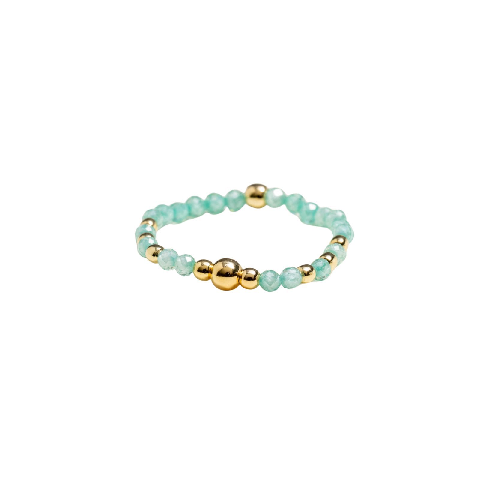 Anello Alisia sfere in argento dorato e zircone verde 16