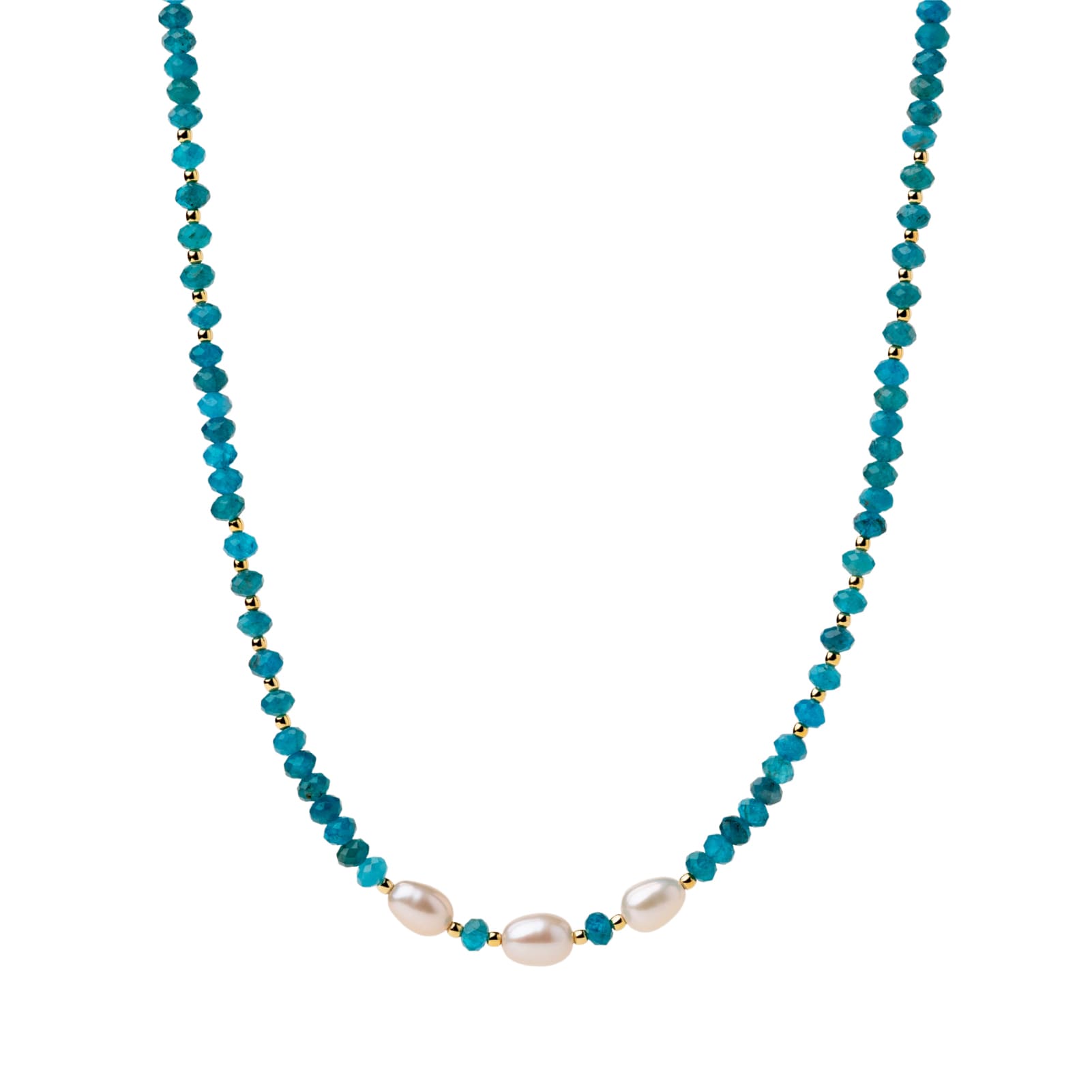 Collana girocollo Alisia in argento dorato con apatite e perle MISURA UNICA