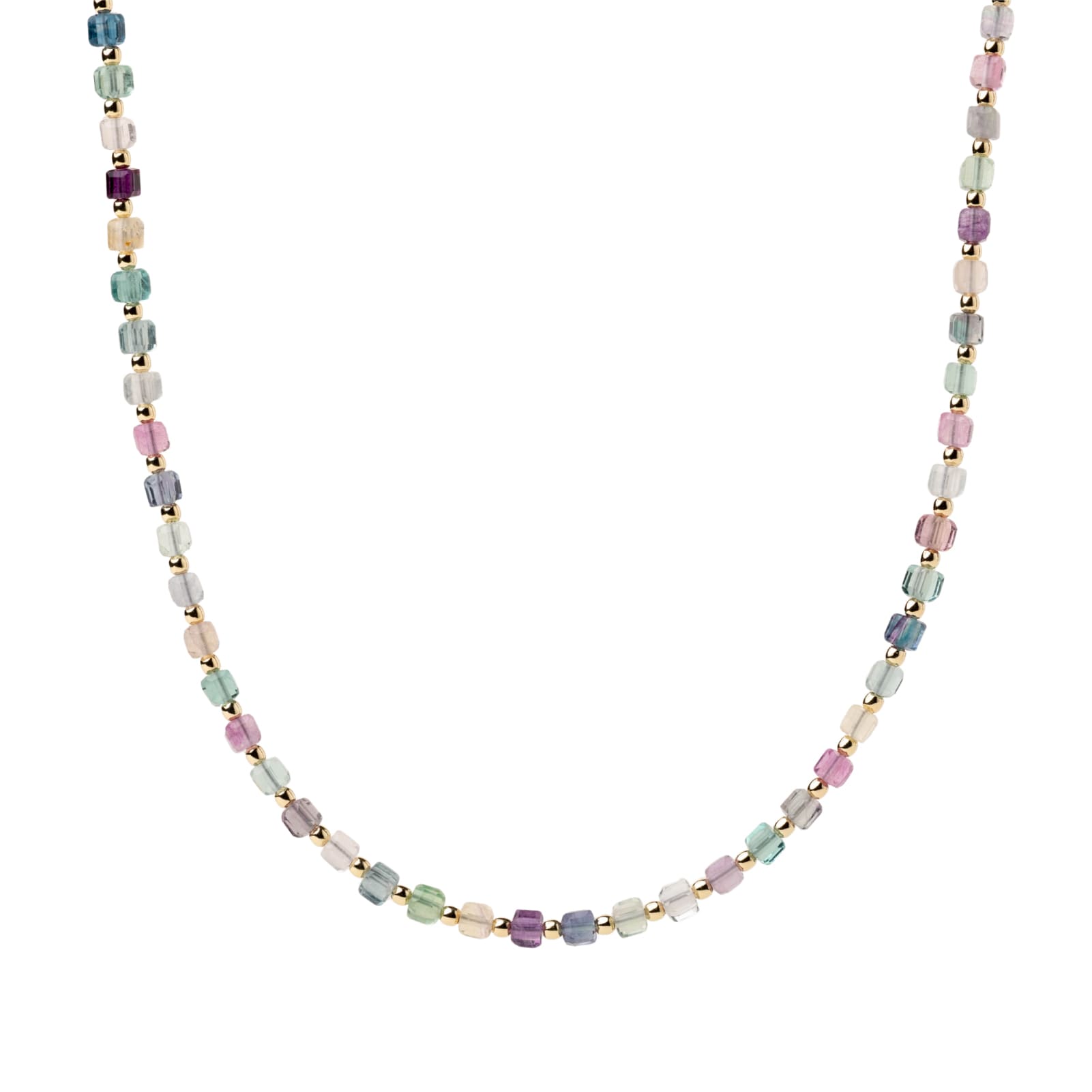 Collana girocollo Alisia in argento dorato cubi fluorite MISURA UNICA