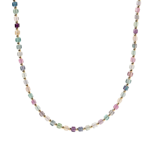 Collana girocollo Alisia in argento dorato cubi fluorite MISURA UNICA