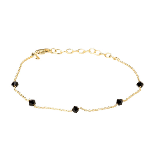 Bracciale Alisia Cascade in argento pvd oro cristalli neri 18,5 cm