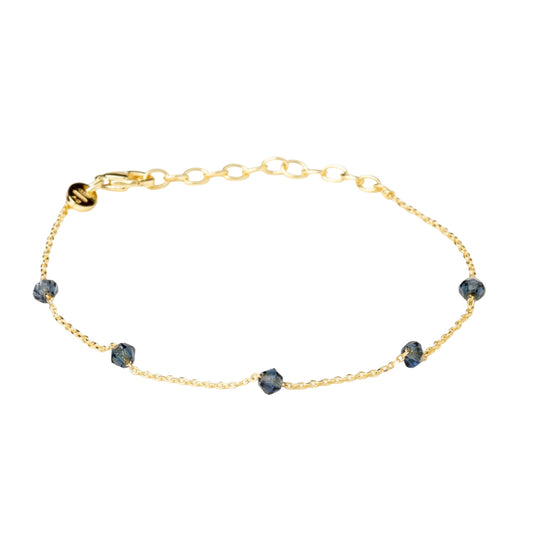 Bracciale Alisia Cascade in argento pvd oro cristalli blu 18,5 cm