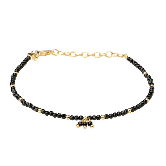 Bracciale Alisia Form in argento dorato con spinello nero 18,5 cm