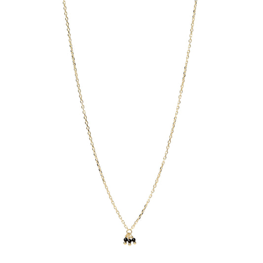 Collana Alisia Form in argento dorato con 3 spinelli neri MISURA UNICA