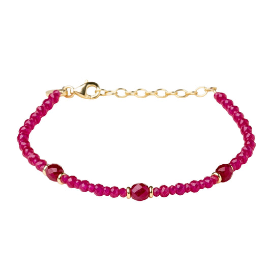 Bracciale Alisia Tract in argento pdv oro e corindone rosa 18,5 cm
