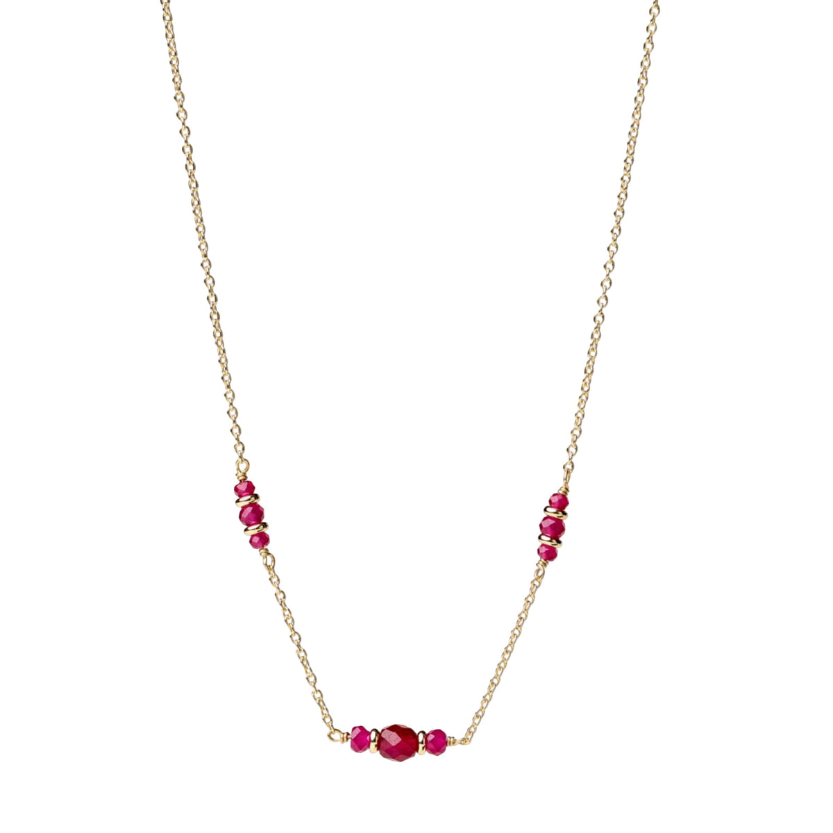 Collana catena Alisia Tract in argento e corindone rosa MISURA UNICA