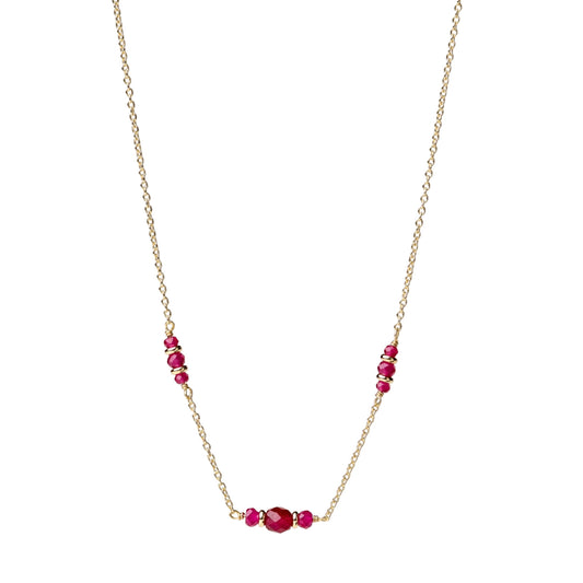 Collana catena Alisia Tract in argento e corindone rosa MISURA UNICA